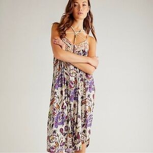 NWOT Rare Free People Garden Party Floral Print Top Ivory Combo coverup